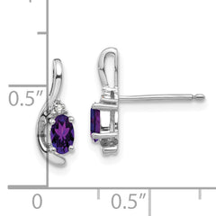 14k White Gold Amethyst and Diamond Post Earrings