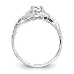 14k White Gold White Topaz and Diamond Ring