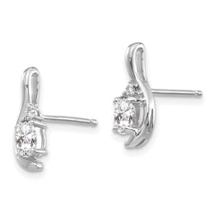 14k White Gold White Topaz and Diamond Post Earrings