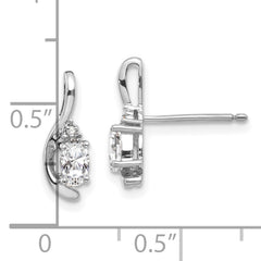 14k White Gold White Topaz and Diamond Post Earrings