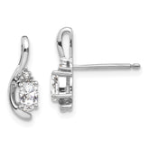 14k White Gold White Topaz and Diamond Post Earrings