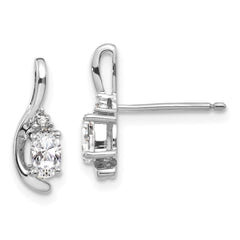 14k White Gold White Topaz and Diamond Post Earrings