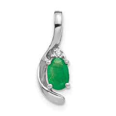 14K White Gold Emerald Diamond Pendant
