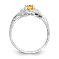 14k White Gold Citrine and Diamond Ring