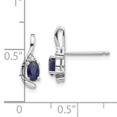 14k White Gold Sapphire and Diamond Post Earrings