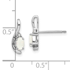 14k White Gold Opal and Diamond Post Earrings