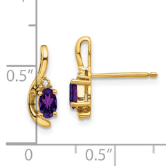 14k Amethyst and Diamond Post Earrings