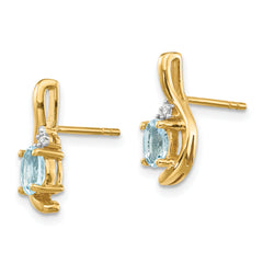 14k Aquamarine and Diamond Post Earrings
