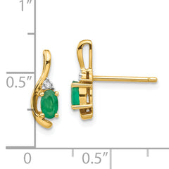 14k Emerald and Diamond Post Earrings