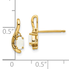 14k Opal and Diamond Post Earrings