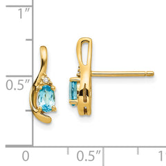 14k Blue Topaz and Diamond Post Earrings