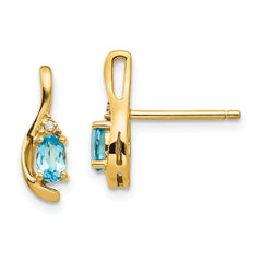 14k Blue Topaz and Diamond Post Earrings