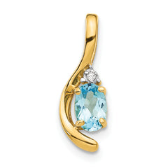14K Diamond & Blue Topaz Pendant