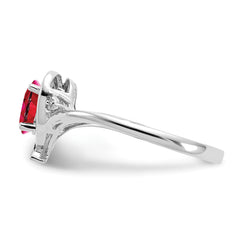 14k White Gold Ruby and Diamond Heart Ring