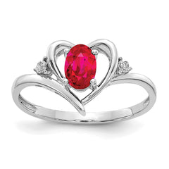 14k White Gold Ruby and Diamond Heart Ring