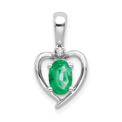 14K White Gold Emerald Diamond Pendant