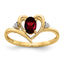 Garnet & Diamond Heart Ring in 14K Yellow Gold (0.01 ct. tw.), Size 7 - Sophia Jewelers