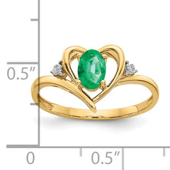 14k Emerald and Diamond Heart Ring