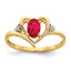 Ruby & Diamond Heart Ring in 14K Yellow Gold (0.01 ct. tw.), Size 7 - Sophia Jewelers