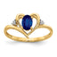 Sapphire & Diamond Heart Ring in 14K Yellow Gold (0.01 ct. tw.), Size 7 - Sophia Jewelers