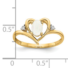 14k Opal and Diamond Heart Ring