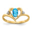 14k Blue Topaz and Diamond Heart Ring
