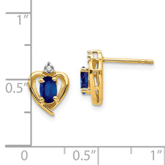14k Sapphire and Diamond Heart Earrings