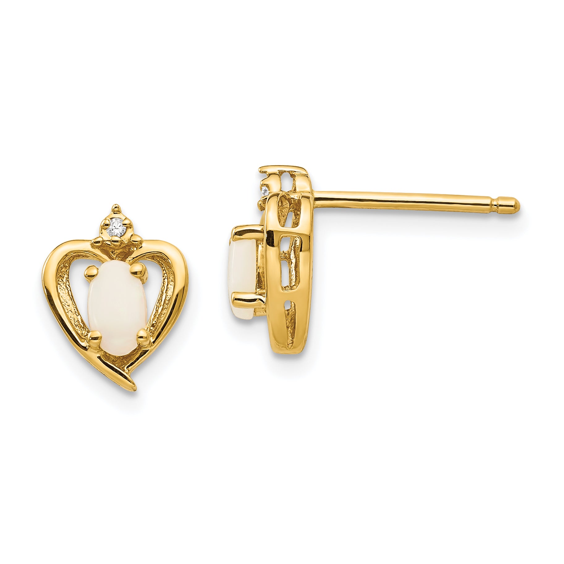 14k Opal and Diamond Heart Earrings
