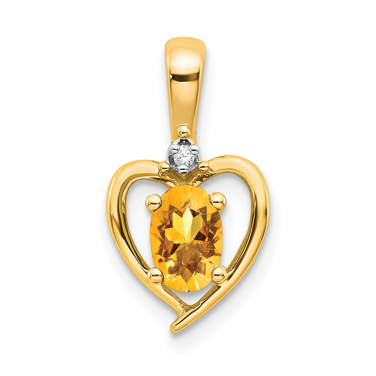 14K Diamond & Citrine Pendant