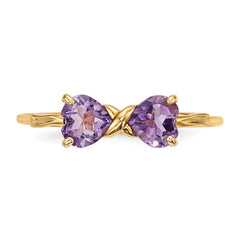 14k Gold Polished Amethyst Bow Ring