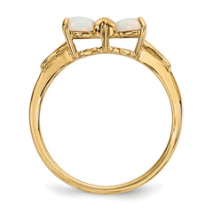 14k Gold Polished Created Opal Bow Ring