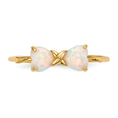 14k Gold Polished Created Opal Bow Ring