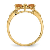 14k Gold Polished Citrine Bow Ring