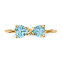 14k Gold Polished Light Swiss Blue Topaz Bow Ring