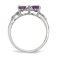 14k White Gold Polished Amethyst Bow Ring