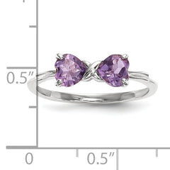 14k White Gold Polished Amethyst Bow Ring