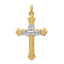 Claddagh Cross Pendant in 14K Two-Tone Gold, 41mm Satin & Textured - Sophia Jewelers