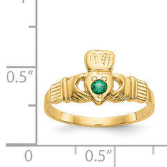 14k Green CZ Claddagh Ring