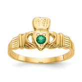 14K Green CZ Claddagh Ring - 6
