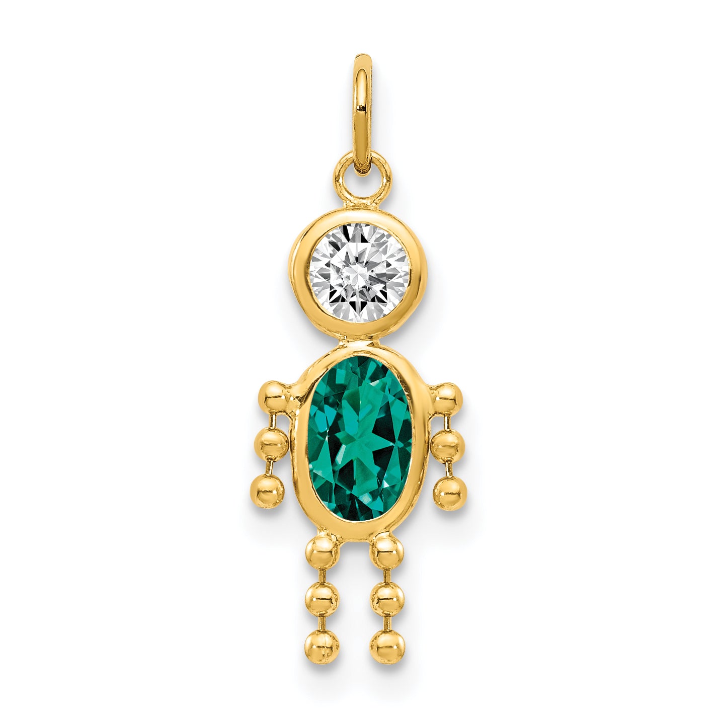 14K May Boy Birthstone Charm