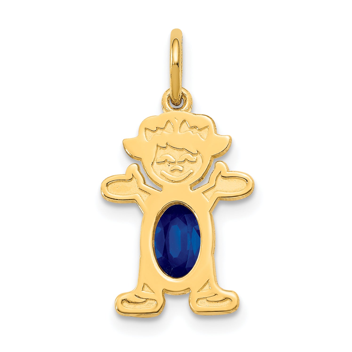 14K Girl 6x4 Oval Genuine Sapphire-September