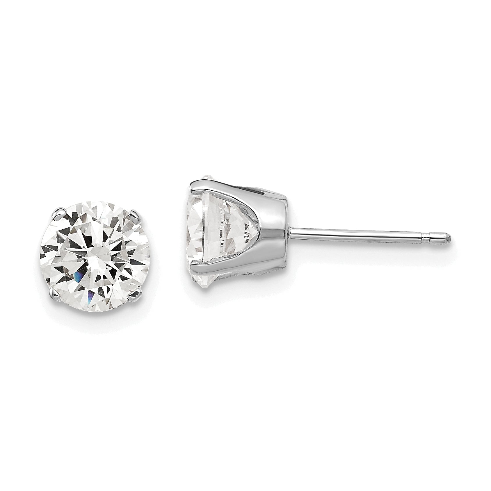 14k White Gold 6.5mm CZ stud earrings