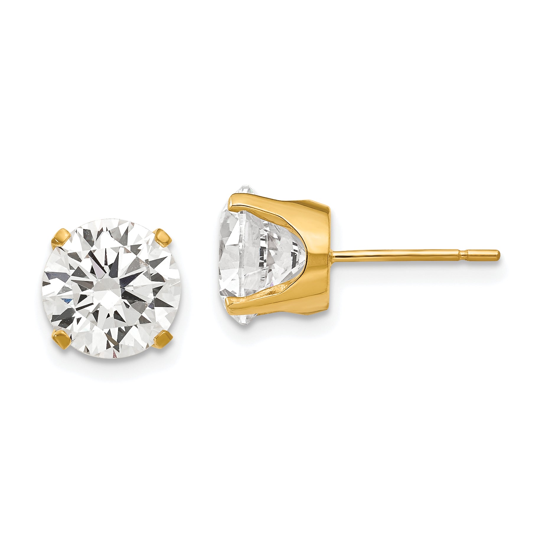 14k 8mm CZ stud earrings