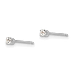 14k White Gold 2.25mm CZ stud earrings
