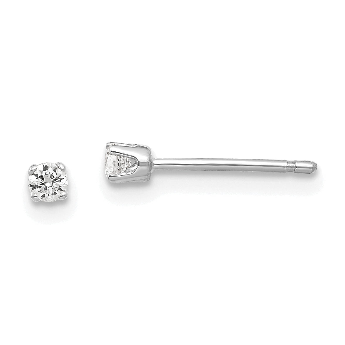 14k White Gold 2.25mm CZ stud earrings