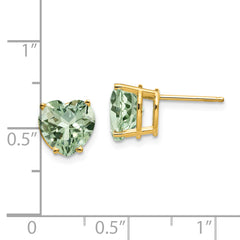 14k 8mm Heart Green Quartz Earring