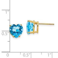 14k 8mm Heart Blue Topaz earring