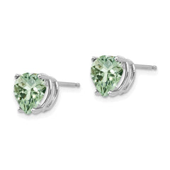 14kw 8mm Heart Green Quartz Earring