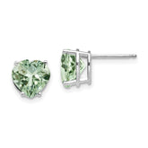 14kw 8mm Heart Green Quartz Earring