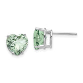 14kw 8mm Heart Checker-Cut Green Quartz Earring
